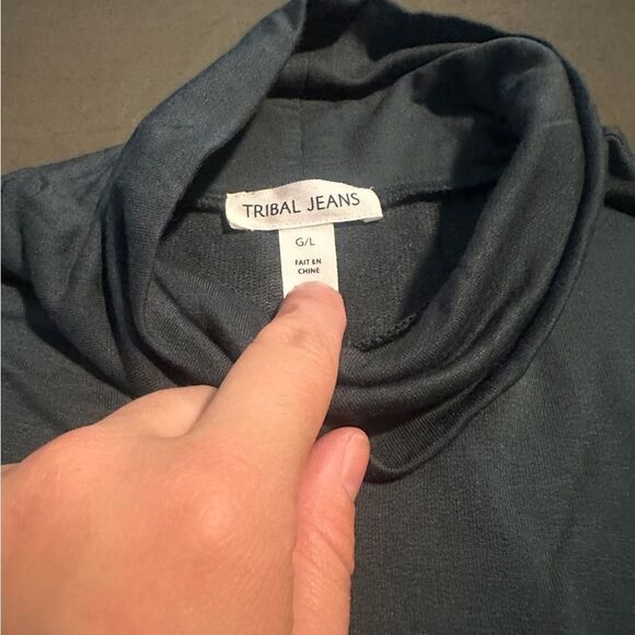 Tribal Jeans Alpine Green Short Sleeve Turtleneck - Picture 2 of 3